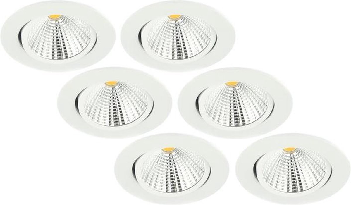 Groenovatie Inbouwspot LED - 5W - Rond - Kantelbaar - Dimbaar - Ø 85 mm - 6-Pack - Wit