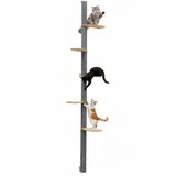 eyepower Omnideal GmbH & Co.KG 240 cm Wandkrabpaal met 5 Bamboe Planken - Katten Klimboom Sisal - Krabpaal met Muurbevestiging