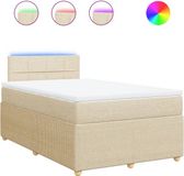vidaXL Boxspringbed met matras, stof, crèmekleurig, 120x190 cm