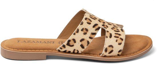 Lazamani Lumi Dames Slippers Leopard Beige Maat 40