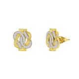 Lucardi Unisex Gerecycled stalen goldplated oorknoppen mattenklopper kristal