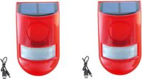 Merkloos Zonne Alarm Sirene - Bewegingsmelder Waarschuwing - Buitenbeveiliging Huis - 110dB Geluid & Licht - 2 Stuks - Rood