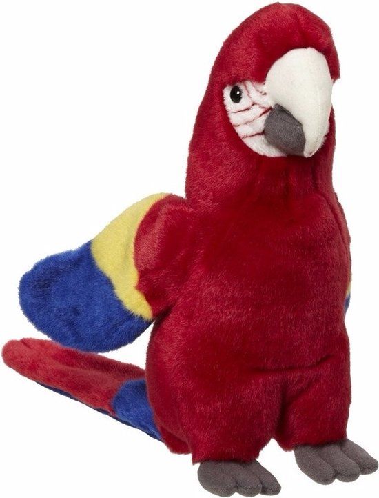 Nature Planet Pluche Papegaai Knuffel - Rood - 21 cm