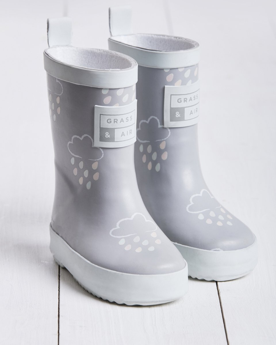 Grass & Air Kleuronthullende Regenlaarzen Baby Grey Maat 31 (UK13)