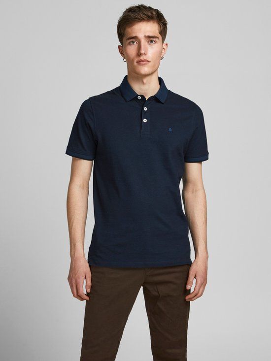 JACK&JONES JJEPAULOS POLO SS NOOS Heren Poloshirt - Dark Navy - Maat XL