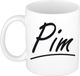 Bellatio Decorations Pim Naam koffiemok - beker - met sierlijke letters - wit