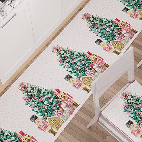 PETTI Artigiani Italiani - Tapijt voor keuken, Kerstmis, loper voor keuken, antislip en wasbaar, 52 x 100 cm, design Soldatini roze, 100% Made in Italy