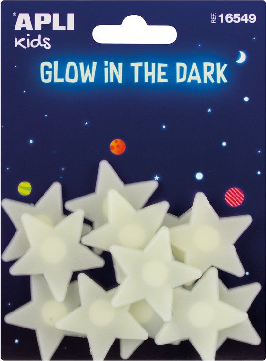 APLI Kids stickers glow in the dark kleine sterren 12 stuks decoratie