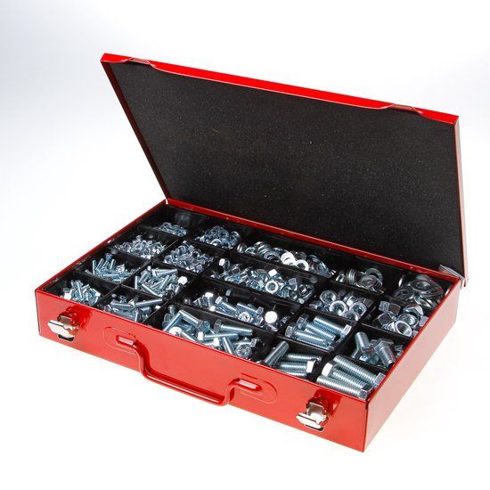 HBM machines Assortimentskist Bouten Moeren Ringen - Rood - 10 Vakken