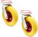 Wiltec Set de 2 roues directrices, diamètre 220 mm, roues de transport 58 mm de large, adaptées jusqu'à 100 kg par roue, jaune