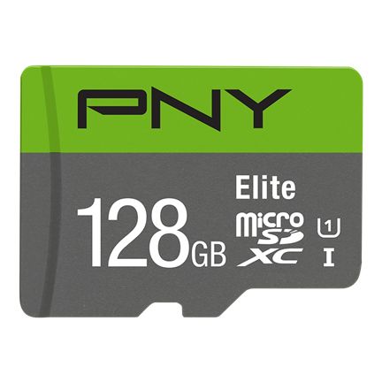 PNY Elite MicroSDXC 128GB - Grijs/Groen