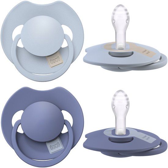 Difrax LOVI Fopspeen Dynamisch - Prime - 0 tot 6 Maanden - Lichtblauw & Navy - 2 Stuks