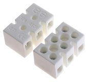 RS PRO Keramische verbindingsklem wit, schroefaansluiting 3-polig 12 AWG / 5 → 32A, verpakking van 5 stuks