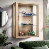 K-Möbel Vitrinekast hangend met 2 deuren & 2 in hoogte verstelbare glasplanken - 80x60x25 cm - Beukenhoutkleur