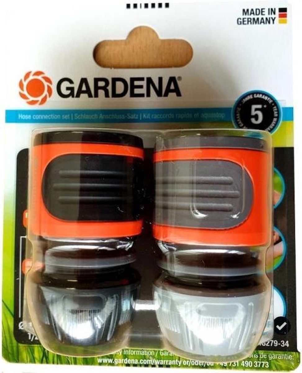 Gardena Slangstuk En Waterstop 13 Mm/1/2" -15 Mm 5/8" Pvc Oranje