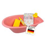 Heless 919 - Poppenbadset in roze, incl. spons, eend, thermometer en grote luier, afmeting ca. 41 x 23 x 13 cm