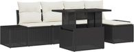 vidaXL Banc de jardin set noir et crème polyrotin