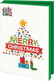 Bekking & Blitz - Kerstkaartenmapje - Set wenskaarten - Winterkaarten - Kunstkaarten - Uniek design - Inclusief sluitstickers - 10 stuks - Inclusief enveloppen - Merry Christmas - Rupsje Nooitgenoeg - The very hungry Caterpillar - Eric Carle