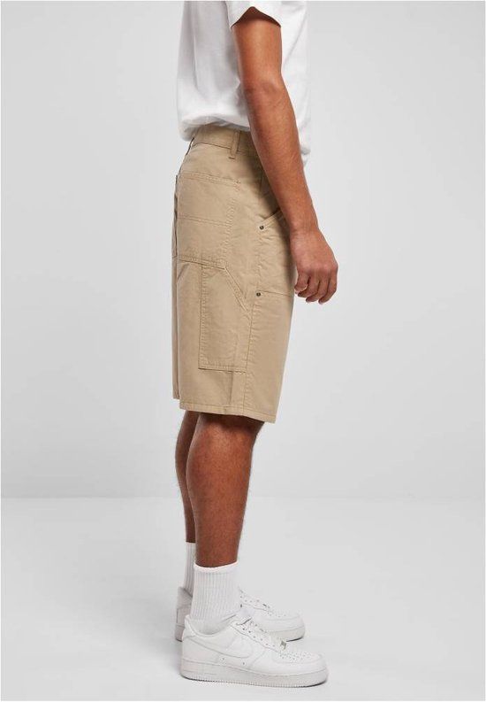 Urban Classics Double Knee Carpenter Korte Broek - Beige - Maat 40 - Heren