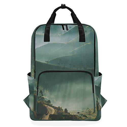 MONTOJ Travel Rugzak Hazy Green Hilly Mountain School Rugzak