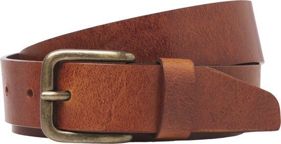 JACK&JONES - JAC MARTIN LEATHER BELT LN STYD - Heren - Riemen - Bruin - Leer