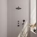 Brauer Gunmetal Carving Thermostatische Regendoucheset Inbouw - Hoofddouche 30 cm - Rechte Wandarm - Handdouche 3 Standen - Doucheslang - Wandaansluitbocht - Gunmetal