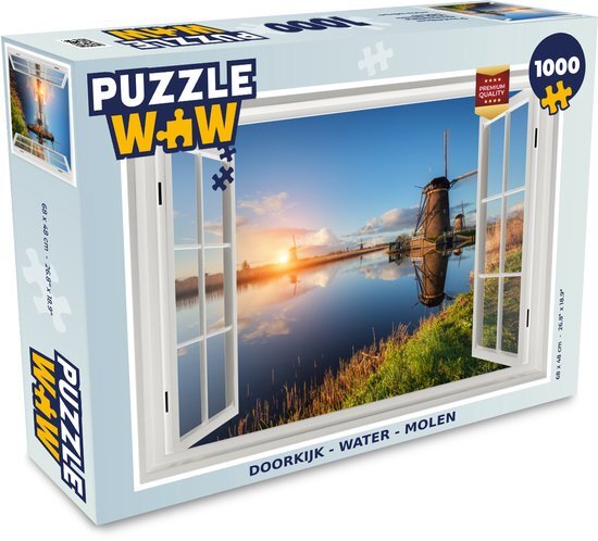 MuchoWow Puzzel Doorkijk - Water - Molen - Legpuzzel - Puzzel 1000 stukjes volwassenen - Sinterklaas cadeautjes - Sinterklaas voor grote kinderen