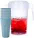 PLASTICFORTE Pichet de 2 litres - transparent - plastique - avec 5 pièces de verres incassables - bleu - 600 ml
