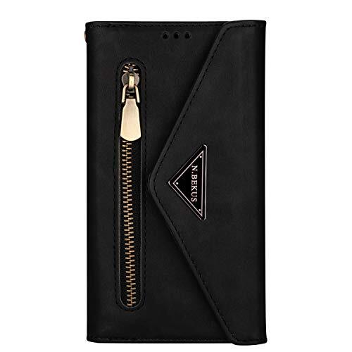 Jeelar NEINEI Hoesje voor Samsung Galaxy S22 Ultra 5G Case,Flip Leer Hoes met [Magnetisch] [Kaartsleuf] [Rugzak Band],Vrouw Mode Ontwerp PU/TPU Wallet Leder Phone Cover,Zwart