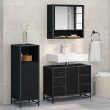 Maison Exclusive - Ensemble d'accessoires de salle de bain, 3 pièces, noir, aspect chêne, 80 x 33 x 60 cm