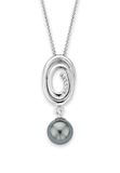 Orphelia ZH-7116 - Ketting met hanger spiraal met grijze parel - 925 zilver - zirkonia - 45 cm