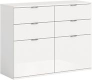 Hioshop ProjektX schoenenkast 4 laden 2 klepdeuren wit hoogglans