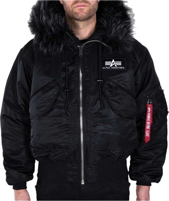 Alpha Industries 45P Bomber Jacket with Hood Men Black/Black