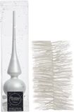 Decoris Kaemingk B.V. Kerstversiering glazen piek mat 26 cm en folieslingers pakket winter wit