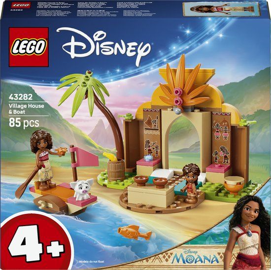 LEGO ǀ Disney Vaiana Dorpshuis en Boot Bouwbaar Speelgoed voor Kinderen met Dieren Figuur 43282
