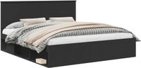 vidaXL Bedframe met hoofdeinde Zwart 200 x 200 cm Massief grenenhout