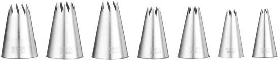 HENDI Set van 7 stervormige spuitmondjes – veelzijdige maten voor decoratie – ø6-18 mm