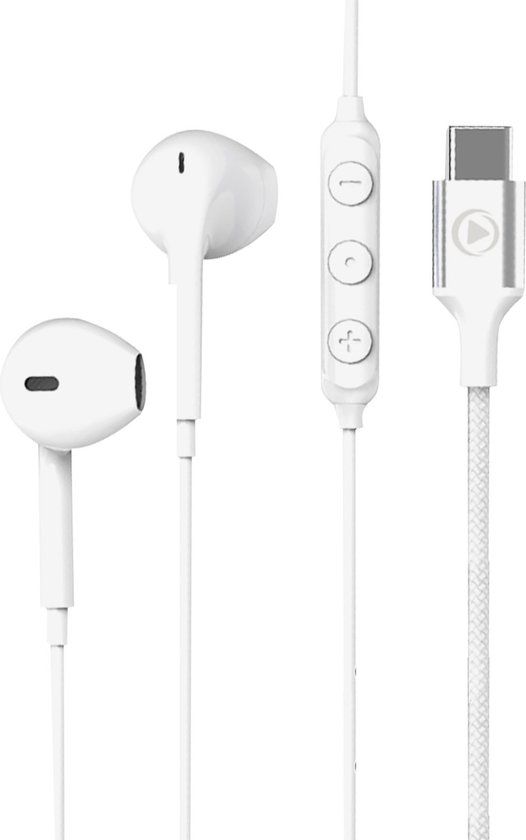Bigben Connected Force Play - Earbud Bedrade Oortjes - USB C - 1,2 meter - Wit