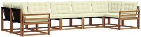 vidaXL Acacia Hout Hoek Loungeset 7-Zitter Natuurlijk et Crème