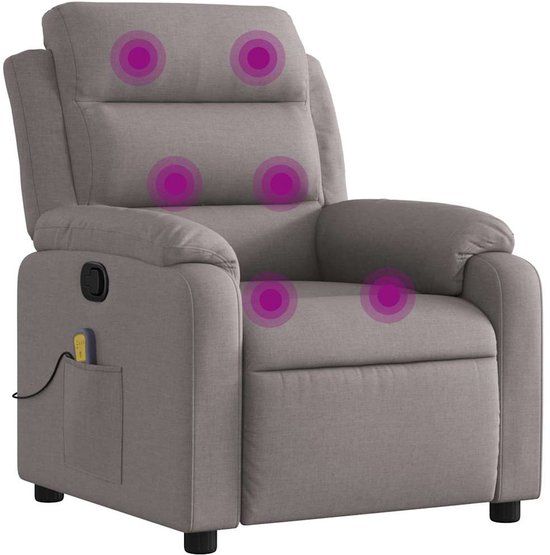 vidaXL Massagestoel verstelbaar stof taupe