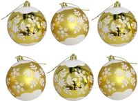 Gerimport Kerstballen - gedecoreerd - 6x st - goud - D6 cm - kunststof - kerstversiering