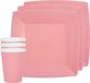Santex feest/verjaardag servies set - 10x gebaksbordjes en bekertjes - roze - karton