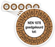 Merkloos / Sans marque Ricard Keuringsstickers NEN 1078 Goedgekeurd tot 2027 | 50 stuks, Ø 35 mm | Buiten Bruin