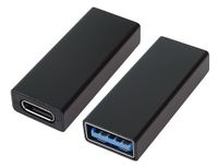PremiumCord Adapter USB-C bus naar USB A bus F/F, USB 3.2 Gen 1, Super-Speed 5 Gbit/s, USB Type-A aansluiting, USB Type-C aansluiting, kleur zwart