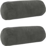 vidaXL - Kussensloop - 2 stuks - HEERLEN - Donkergrijs - Ø 15 x 40 cm - Fluweel