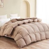SNOWMAN Premium donzen dekbed Queen Size, luxe dekbed voor alle seizoenen met katoenmengstof, 40 oz vulgewicht 3D-schot box ontwerp hotel beddengoed dekbed (kaki, 229 x 229 cm)