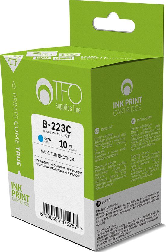TELFORCEONE Brother Inkt/Toner cartridge B-223C - Blauw - Vervangt LC-223C - Geschikt voor Brother DCP-J4120DW, Brother DCP-J562DW, Brother MFC-J4420DW, Brother MFC-J4620DW, Brother MFC-J4625DW, Brother MFC-J480DW, Brother MFC-J5320DW, Brother MFC-J5620DW