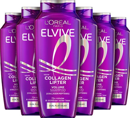 L'Oréal Paris Elvive Collagen Lifter Shampoo - 72u Zichtbaar Volume - Voor Dun, Plat Haar - 6 x 250ml