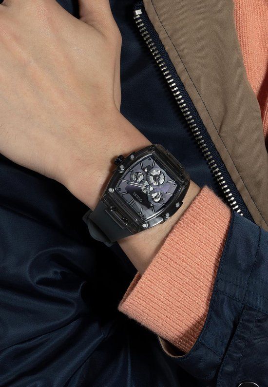 Guess Phoenix Multifunctioneel Horloge Grijs Kast Gemaakt Van 100% Polycarbonaat En Een Armband Van 100% Siliconen 42 GW0203G4, GW0203G9