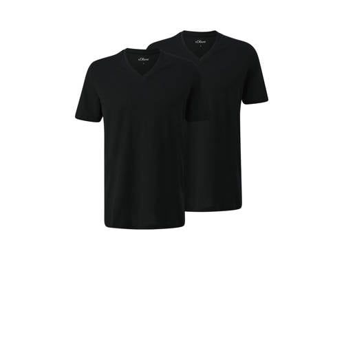s.Oliver regular fit T-shirt zwart (set van 2)